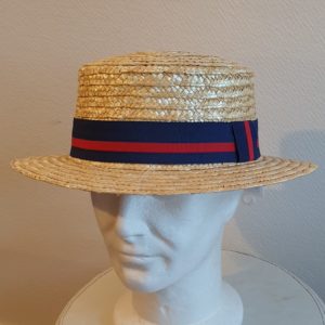 Chapeau canotier. Ceinture marine rouge 31