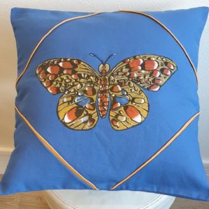 Coussin déhoussable en coton bleu 15