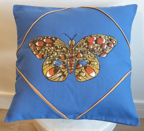 Coussin déhoussable en coton bleu 15
