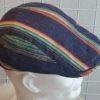 Réf33.2 Beret-casquette.-Tres-chic.-Tissu-coton-et-polyester.-Entierement-double.-Rayure-bleue.-Reglable-a-larriere.Taille-unique-