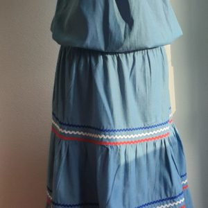 Ensemble deux pièces. Tenue traditionnelle haïtienne carabela en bleu. Taille unique. Fabrication française 149.95€