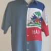 Chemise drapeau Haïti. Chemise tenue traditionnelle haïtienne. Tissu cent pour cent coton. Confectionné à Paris Par Anjero Création. Série limitée.