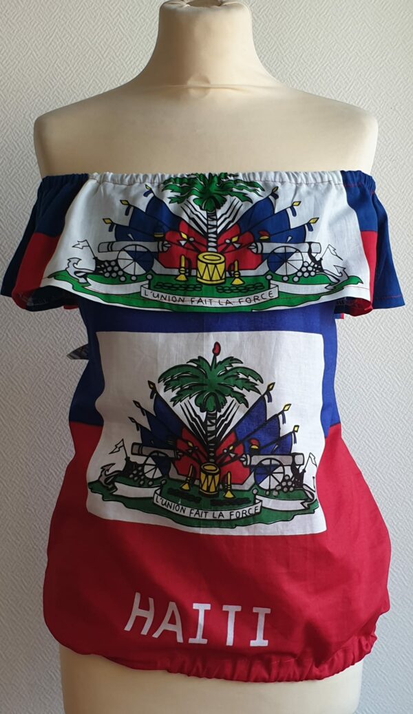 1.2Corasge bicolore rouge et bleu assorti du drapeau Haïti. Taille : S, M,