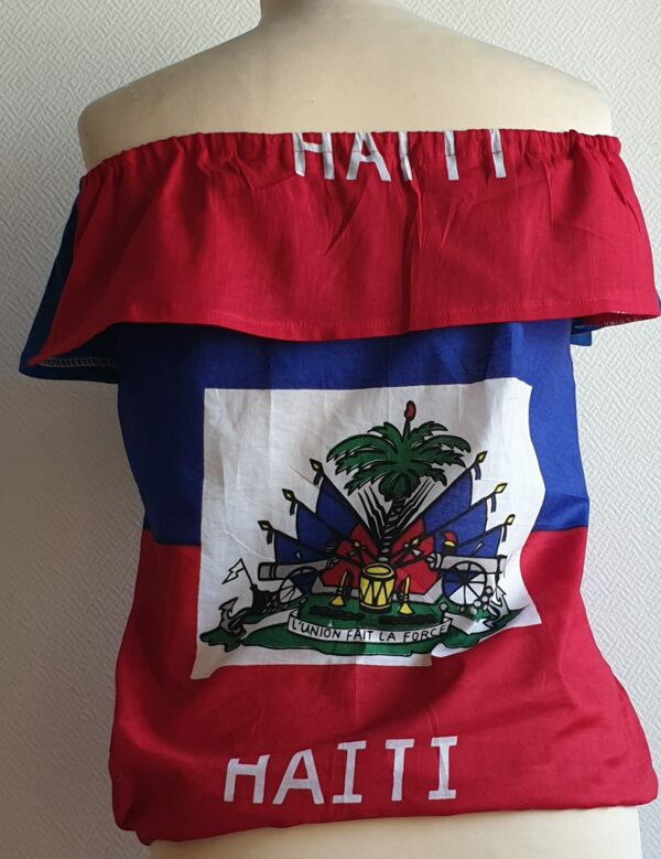 1.4Corasge bicolore rouge et bleu assorti du drapeau Haïti.