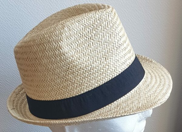 14.2Chapeau paille naturelle pour l'été, rafraichissant, confortable et léger à porter. Son style large bord assorti d'un galon de couleur noire lui confère un rendu singulier.